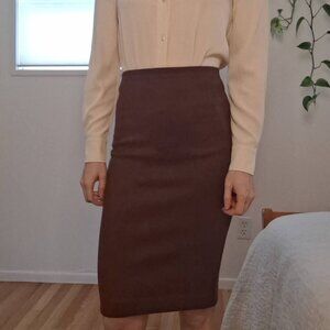 Stretchy vegan suede pencil skirt